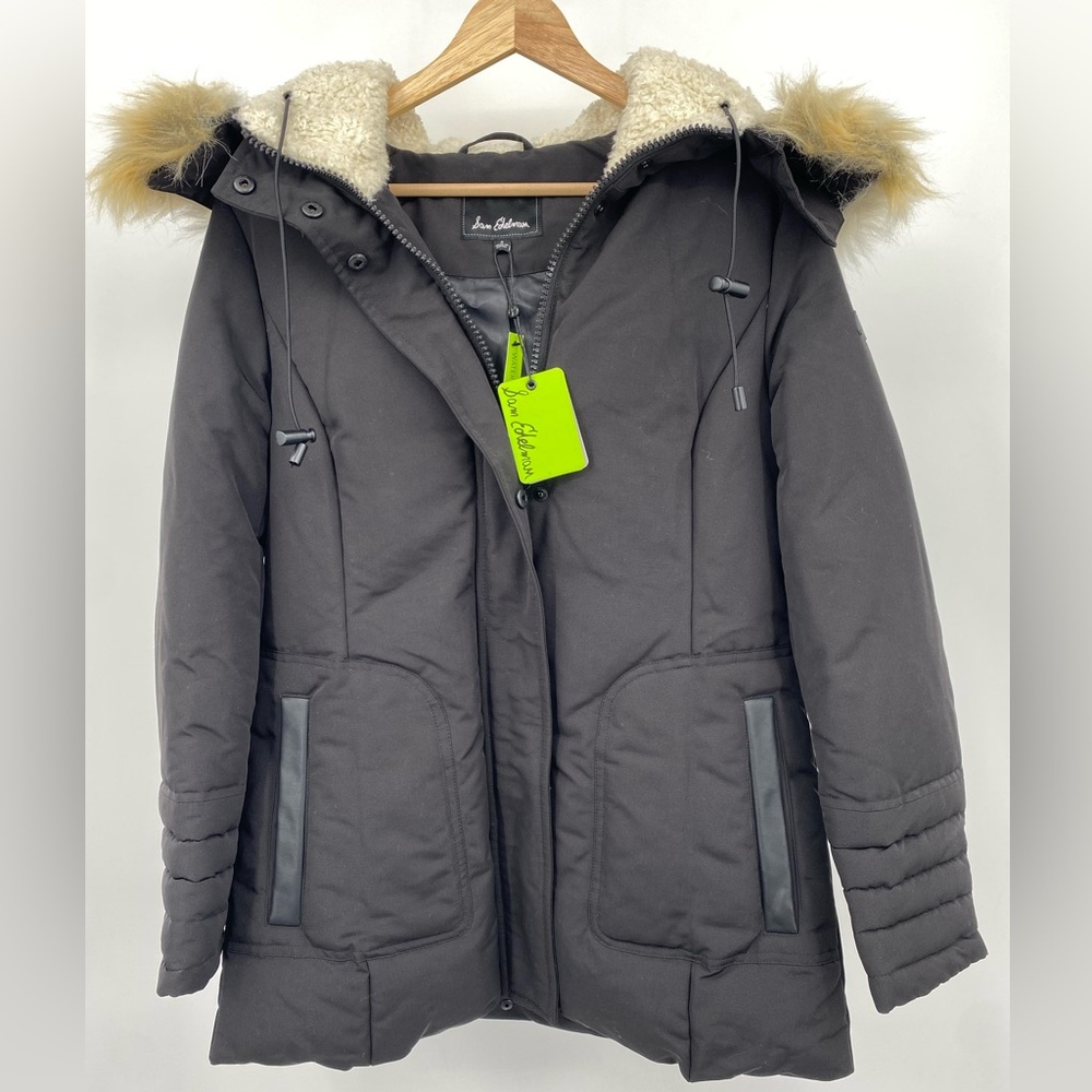 SAM EDELMAN Black Parka Faux Fur
Removeable Hooded Jacket Size S Water
Resistant - Picture 4 of 15